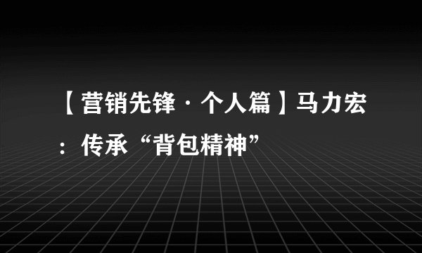 【营销先锋·个人篇】马力宏：传承“背包精神”