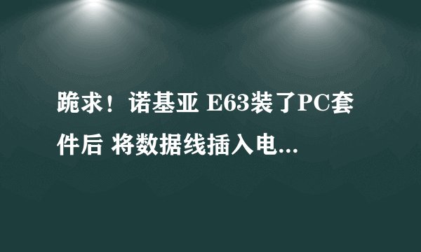 跪求！诺基亚 E63装了PC套件后 将数据线插入电脑却无法连接