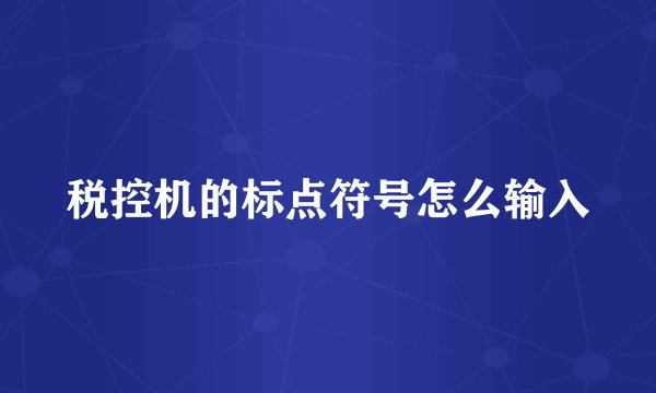 税控机的标点符号怎么输入