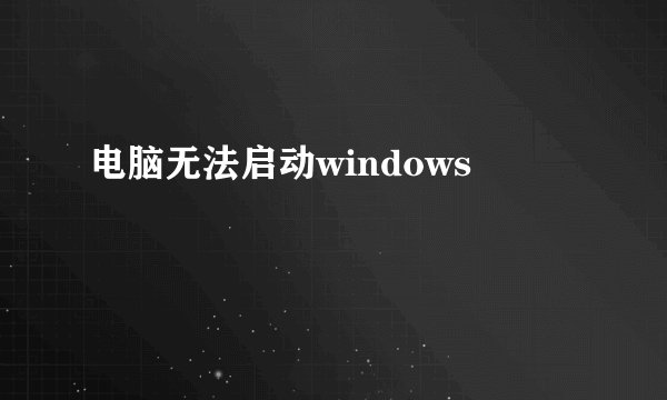 电脑无法启动windows