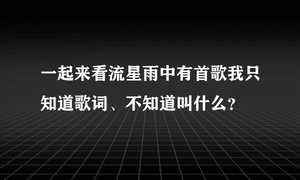 一起来看流星雨中有首歌我只知道歌词、不知道叫什么?