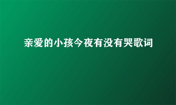 亲爱的小孩今夜有没有哭歌词