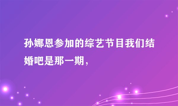 孙娜恩参加的综艺节目我们结婚吧是那一期，