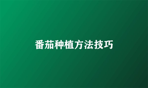 番茄种植方法技巧