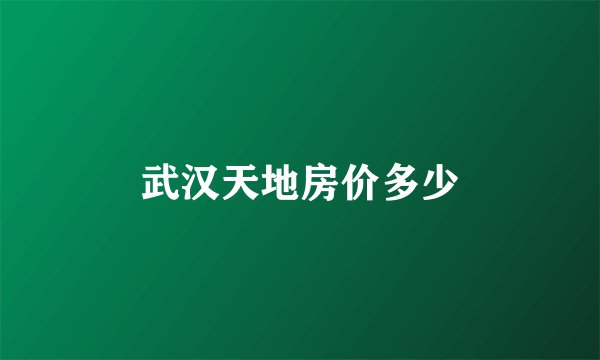 武汉天地房价多少