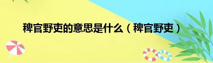 稗官野吏的意思是什么（稗官野吏）