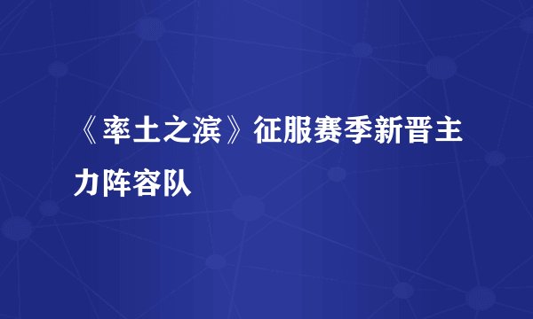 《率土之滨》征服赛季新晋主力阵容队
