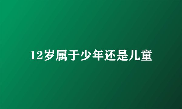 12岁属于少年还是儿童