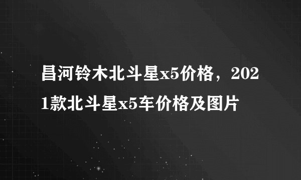 昌河铃木北斗星x5价格，2021款北斗星x5车价格及图片
