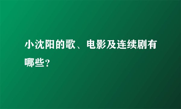 小沈阳的歌、电影及连续剧有哪些?