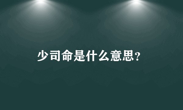 少司命是什么意思？