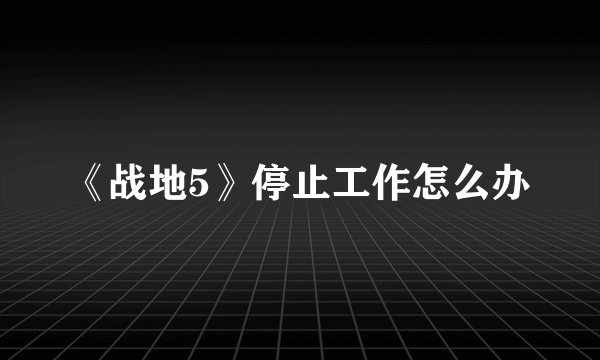 《战地5》停止工作怎么办