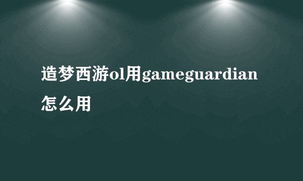 造梦西游ol用gameguardian怎么用
