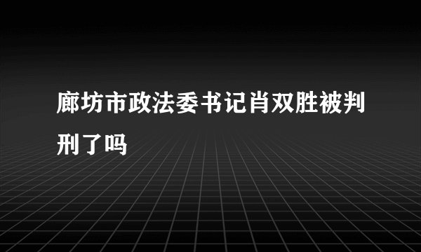 廊坊市政法委书记肖双胜被判刑了吗
