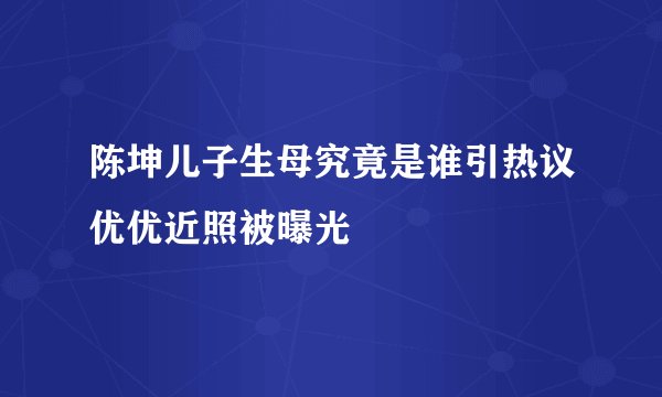 陈坤儿子生母究竟是谁引热议优优近照被曝光