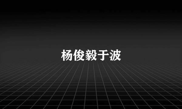 杨俊毅于波