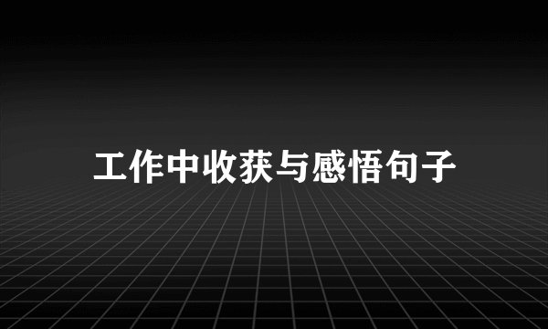 工作中收获与感悟句子