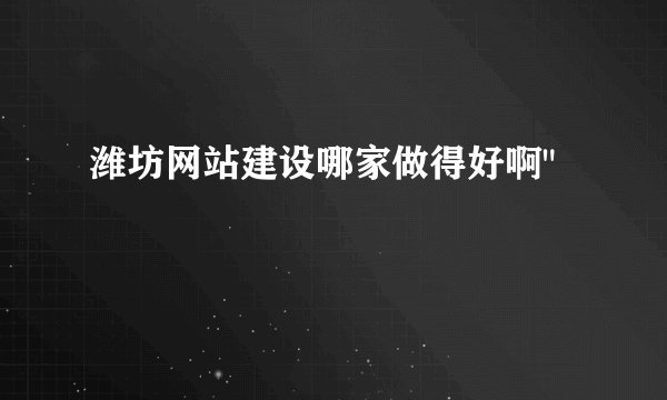 潍坊网站建设哪家做得好啊