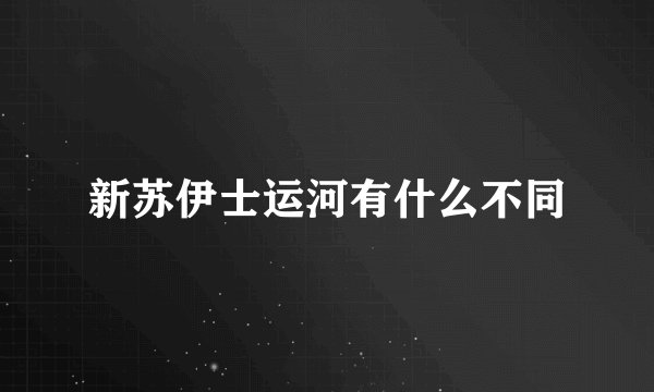 新苏伊士运河有什么不同