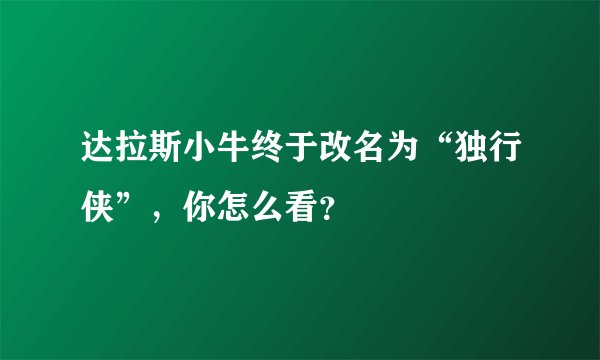 达拉斯小牛终于改名为“独行侠”，你怎么看？