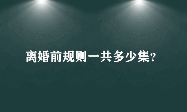 离婚前规则一共多少集？