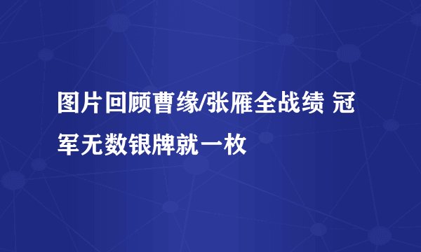 图片回顾曹缘/张雁全战绩 冠军无数银牌就一枚