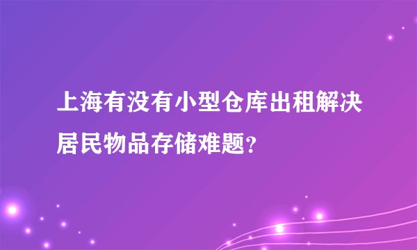 上海有没有小型仓库出租解决居民物品存储难题？