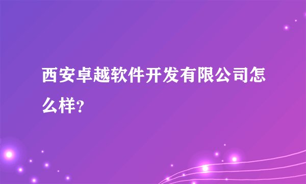 西安卓越软件开发有限公司怎么样?