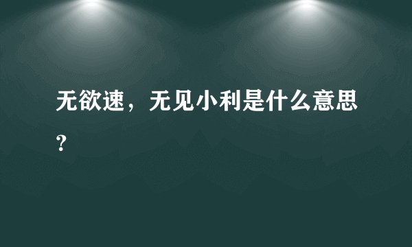 无欲速，无见小利是什么意思？