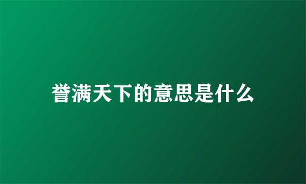 誉满天下的意思是什么