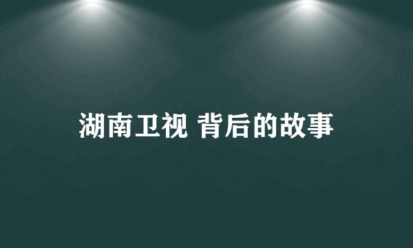 湖南卫视 背后的故事