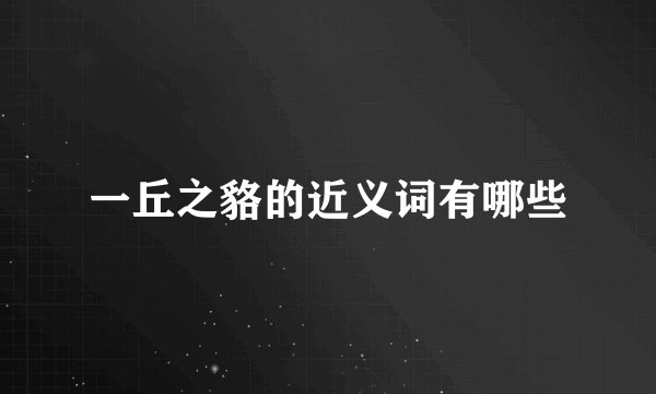 一丘之貉的近义词有哪些