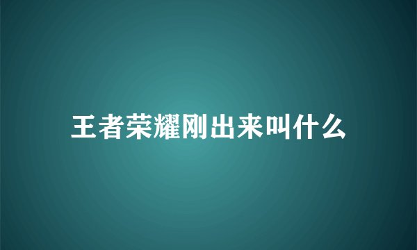 王者荣耀刚出来叫什么