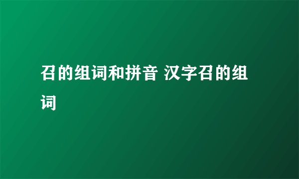 召的组词和拼音 汉字召的组词