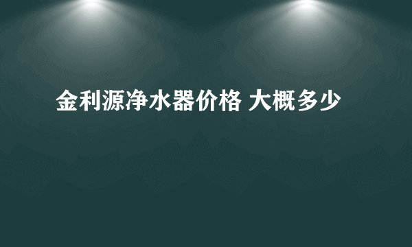 金利源净水器价格 大概多少