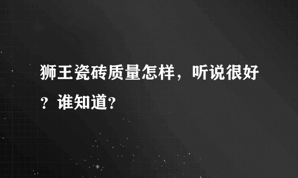 狮王瓷砖质量怎样，听说很好？谁知道？