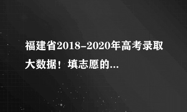 福建省2018-2020年高考录取大数据！填志愿的家长和学子请参考