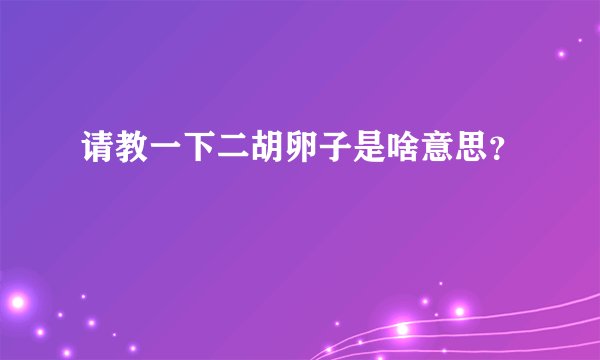请教一下二胡卵子是啥意思？