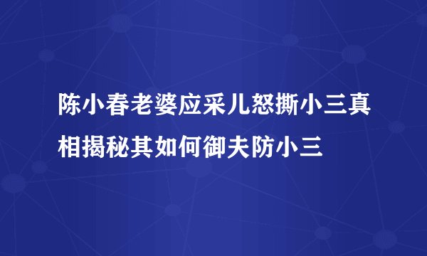 陈小春老婆应采儿怒撕小三真相揭秘其如何御夫防小三