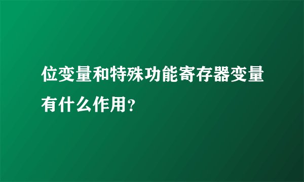 位变量和特殊功能寄存器变量有什么作用？