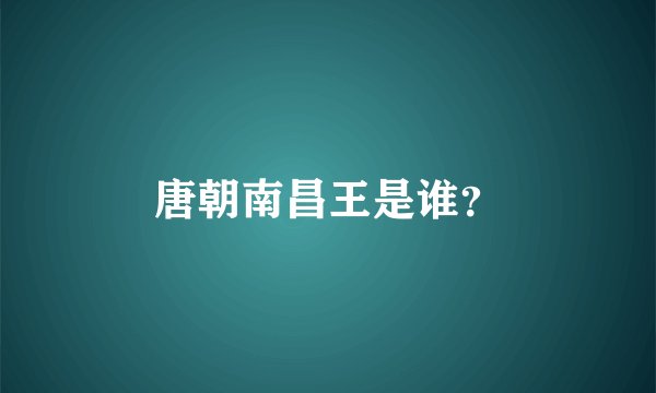 唐朝南昌王是谁？