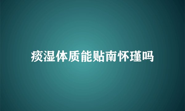 痰湿体质能贴南怀瑾吗