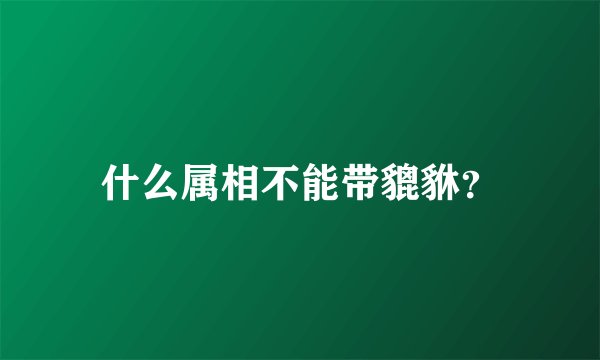 什么属相不能带貔貅？