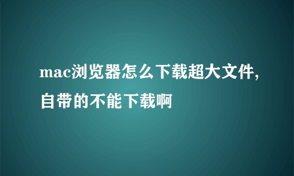 mac浏览器怎么下载超大文件,自带的不能下载啊