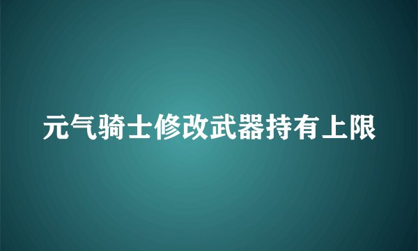 元气骑士修改武器持有上限