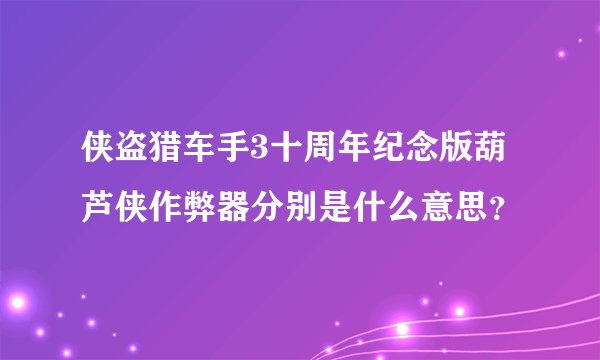 侠盗猎车手3十周年纪念版葫芦侠作弊器分别是什么意思？