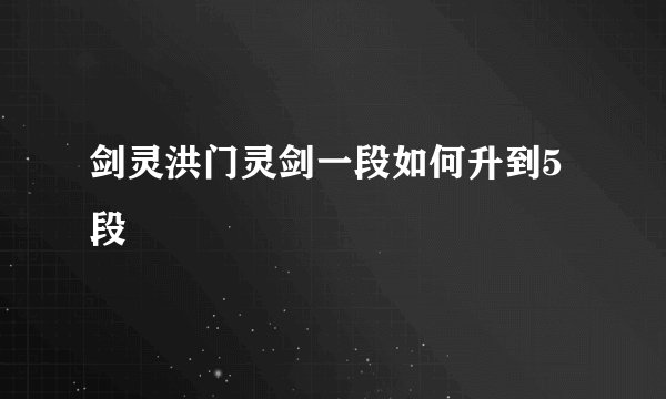 剑灵洪门灵剑一段如何升到5段