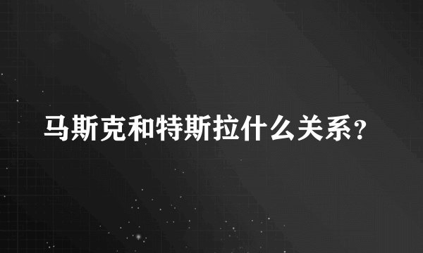 马斯克和特斯拉什么关系？