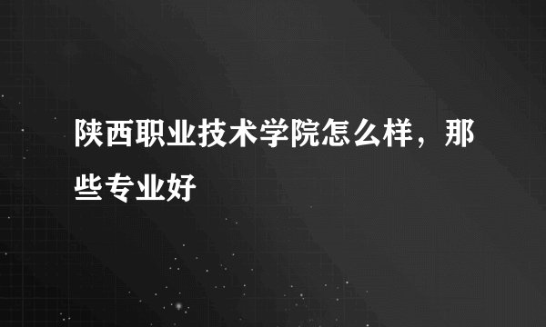 陕西职业技术学院怎么样，那些专业好