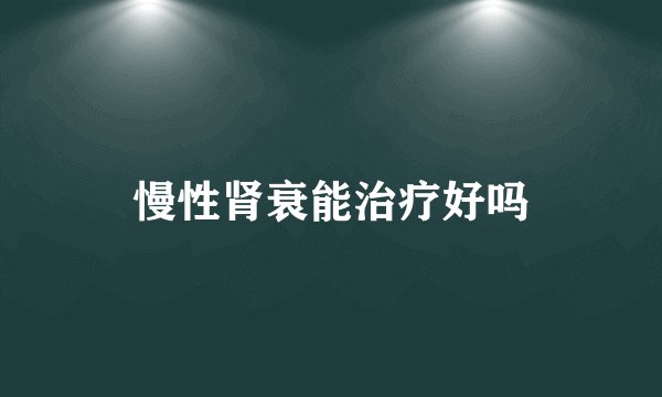 慢性肾衰能治疗好吗